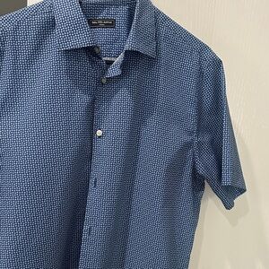Saks Fifth Avenue Blue Patterned Men's Dress Shirt